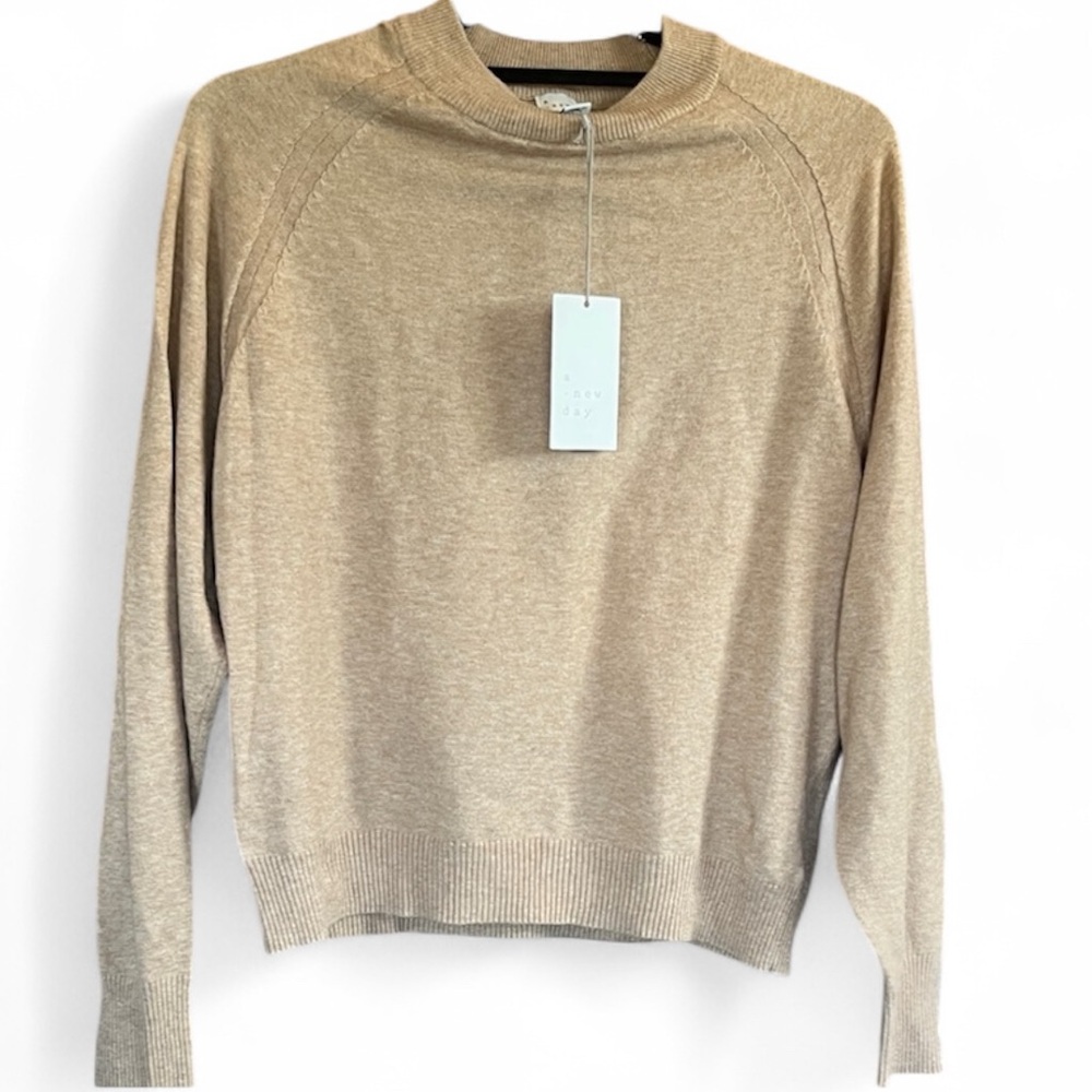 A new day camel colored sweater size extra small, with tags still attached (NWT)